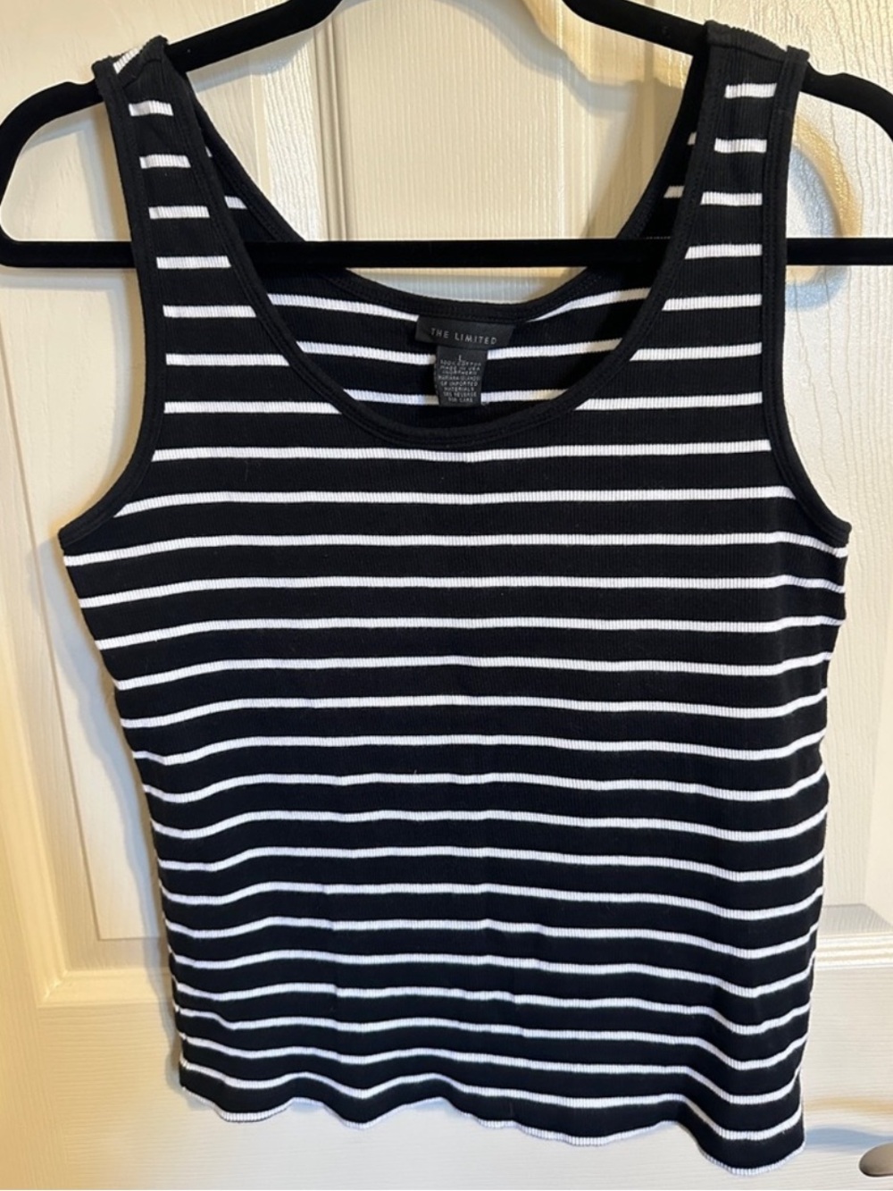 The Limited Monochrome Striped Tank Top, Black & White, Size L, NWOT